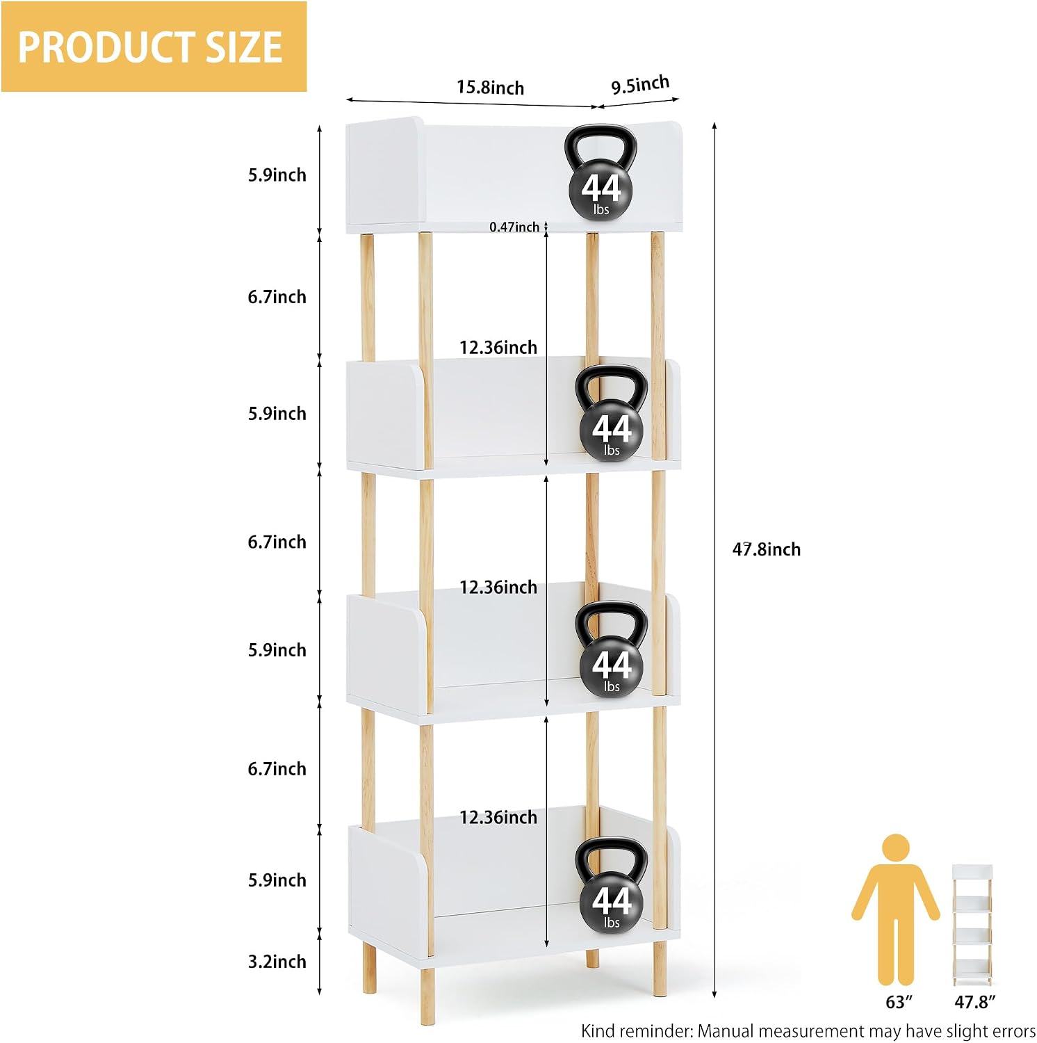 SUNTAGE White Wooden Open Bookcase, Modern Freestanding Bookshelf w/Side Panels, Edge Protection & Solid Wood Frame, Wood Storage Shelves Display Stand for Bedroom, Living Room & Home Office (4 Tier)