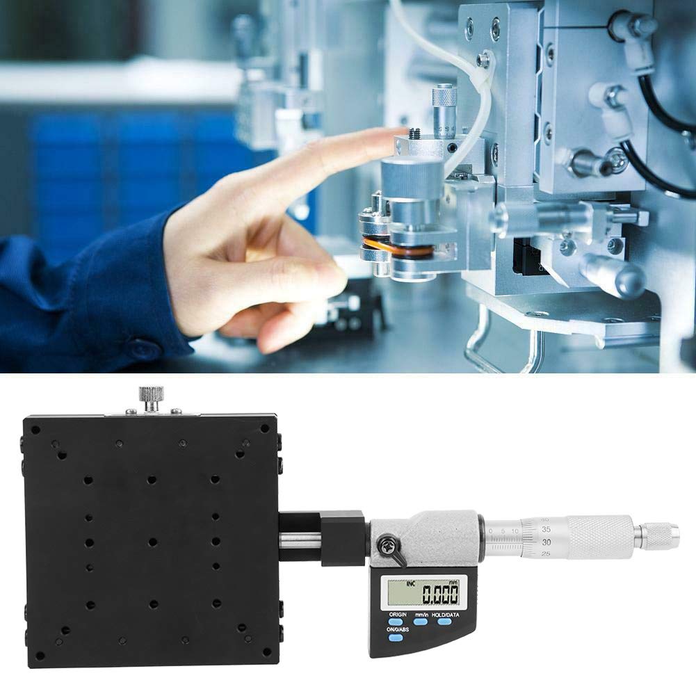 ViaGasaFamido Plataforma de Portaobjetos con Ajuste Fino Micrométrico en Eje X, Precisión 0.001 mm, Pantalla Digital y Guía de Rodillos Cruzados para Microscopio SEMX100-AC