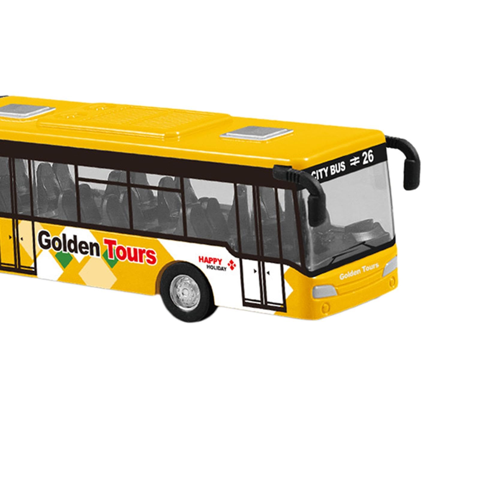 Pull Back Gelenkbus Diecast Fahrzeug Aus Metall mit Detailgetreuen Sitzen für Kinder für Sammeln Dekoration Rollenspiele, Orange