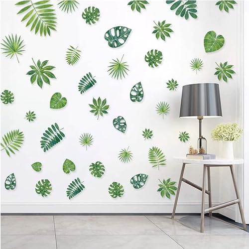 Miniatura 4 de Calcomanías de pared de hojas, calcomanías de vinilo para pared, calcomanías de plantas tropicales para oficina, dormitorio, sala de estar, aula,