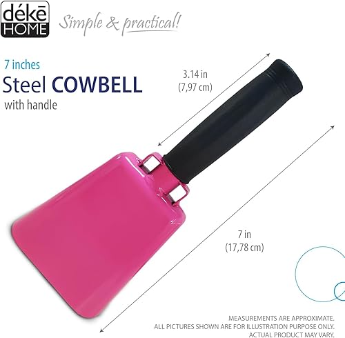 Miniatura 81 de Deke Home - Paquete de 2 cencerros de acero de 10 pulgadas con asa, fabricantes de ruido fuerte para fútbol, deportes, fiestas, competiciones, Azul