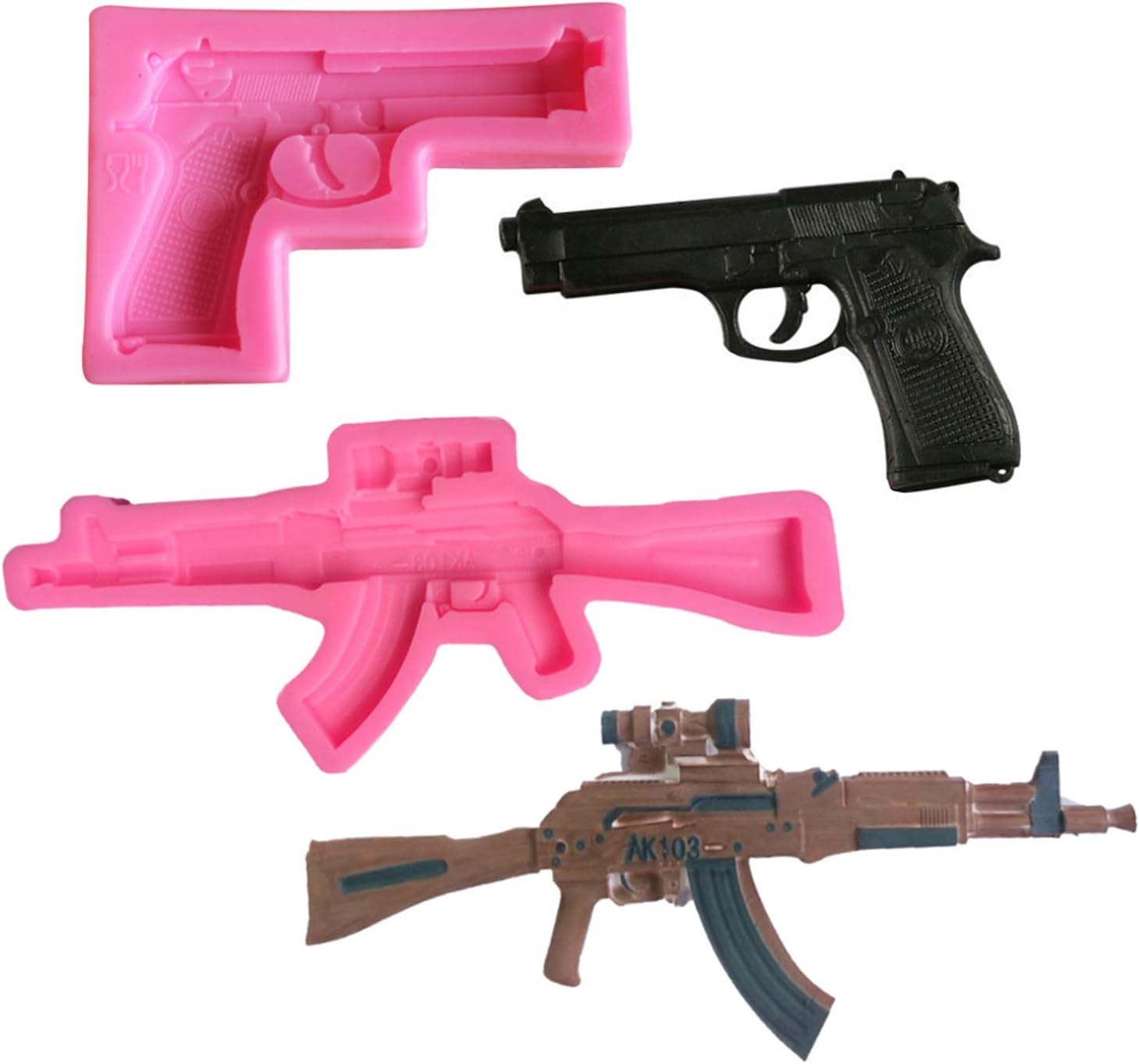 Mulukaya 2Pcs Gun Silicone Sugarcraft Fondant Molds Candy Chocolate Ice Making Molds …
