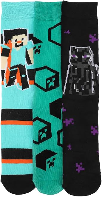 Bioworld Minecraft Characters & Icons Adult 3-Pair Casual Crew Socks