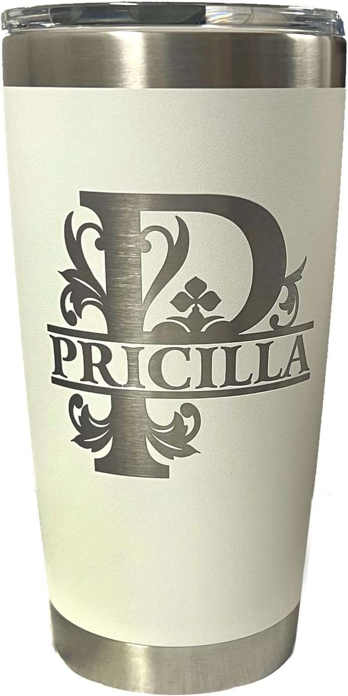 Custom Engraved Floral Monogram Design yeti Tumbler