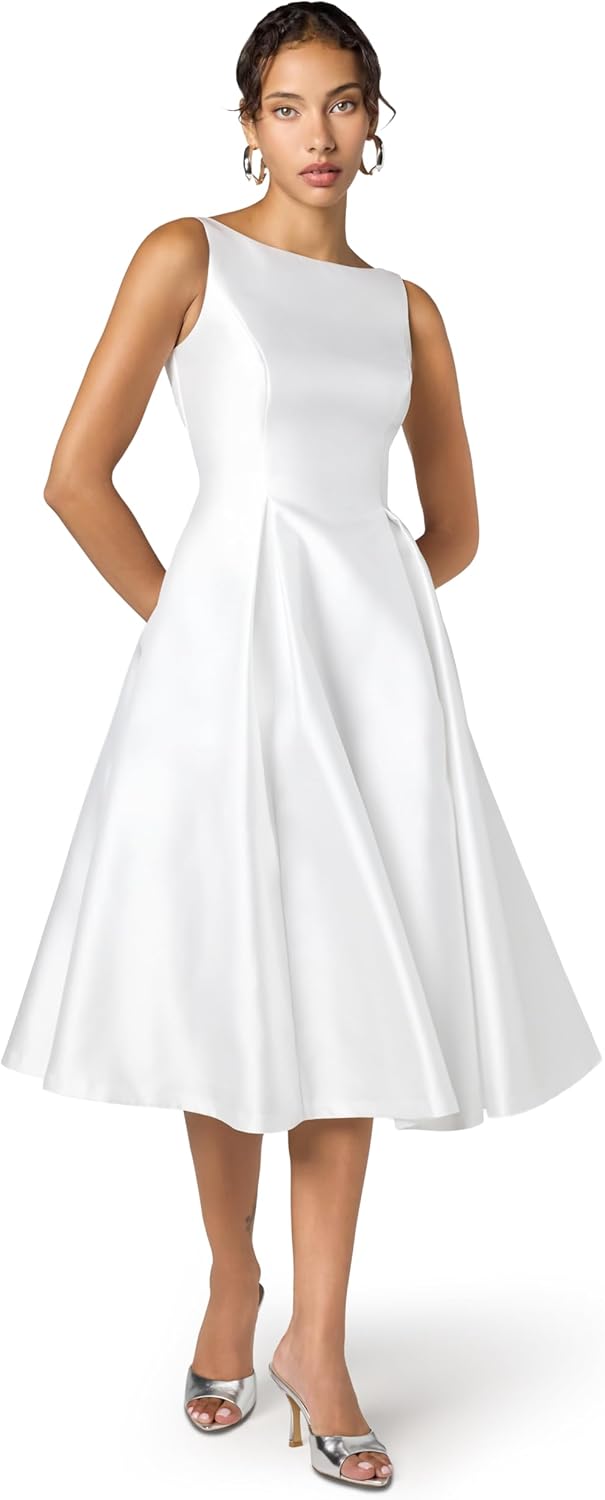 Adrianna Papell Womens Sleeveless Mid-Length Party Dress with V-Back