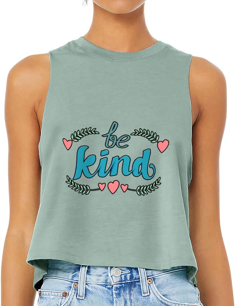 Be Kind Racerback Cropped Tank - Cute Women's Tank - Graphic Tank Top