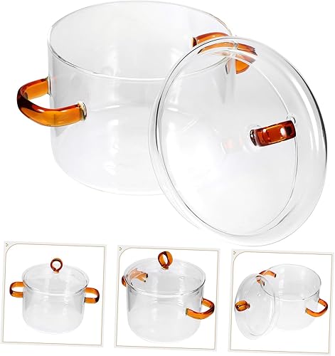 Miniatura 8 de Healeved Cacerola de vidrio para leche, olla transparente, cacerola para guisar, olla de vidrio para alimentos, olla para horno, olla para fideos,