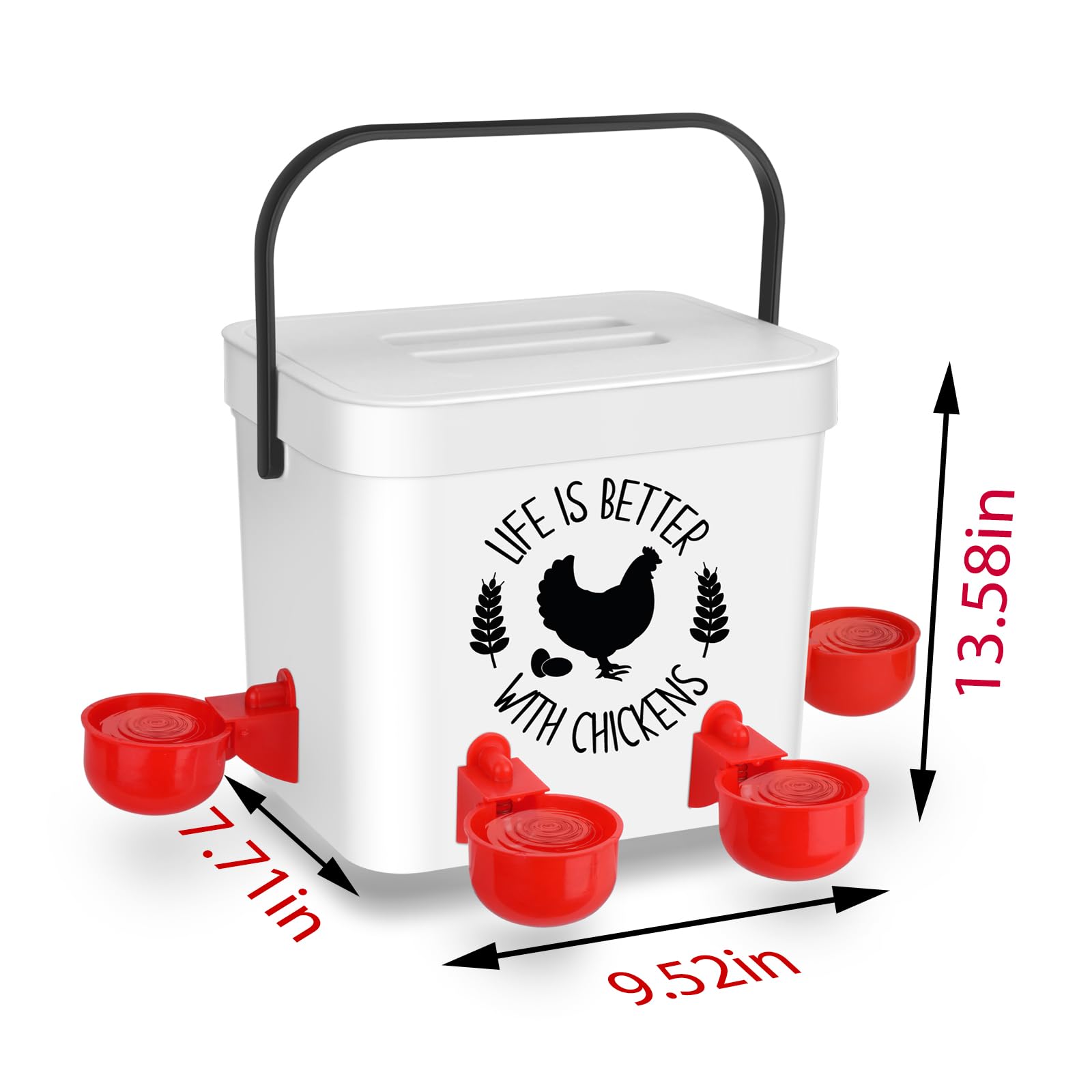 ‎Tgeyd Regadera de pollo – Alimentador de agua de pollo con tazas y pezones – Regadera automática de pollo sin desperdicios – Regadera de aves de corral con 2 galones