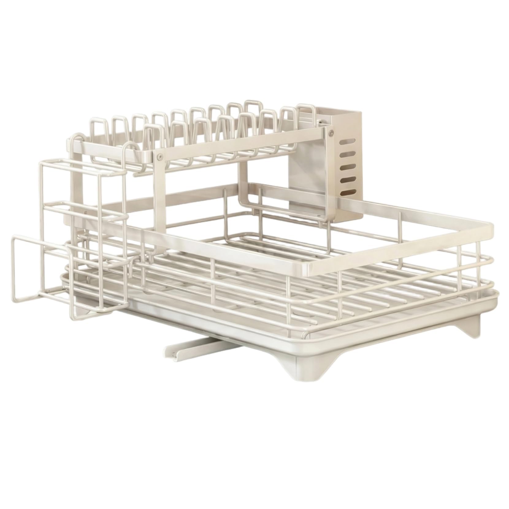 FSLXZPKJ 2-Tier Dish Drying Rack with Utensil Holder – Heavy-Duty Carbon Steel Kitchen Organizer for Plates Light Luxury Appeal