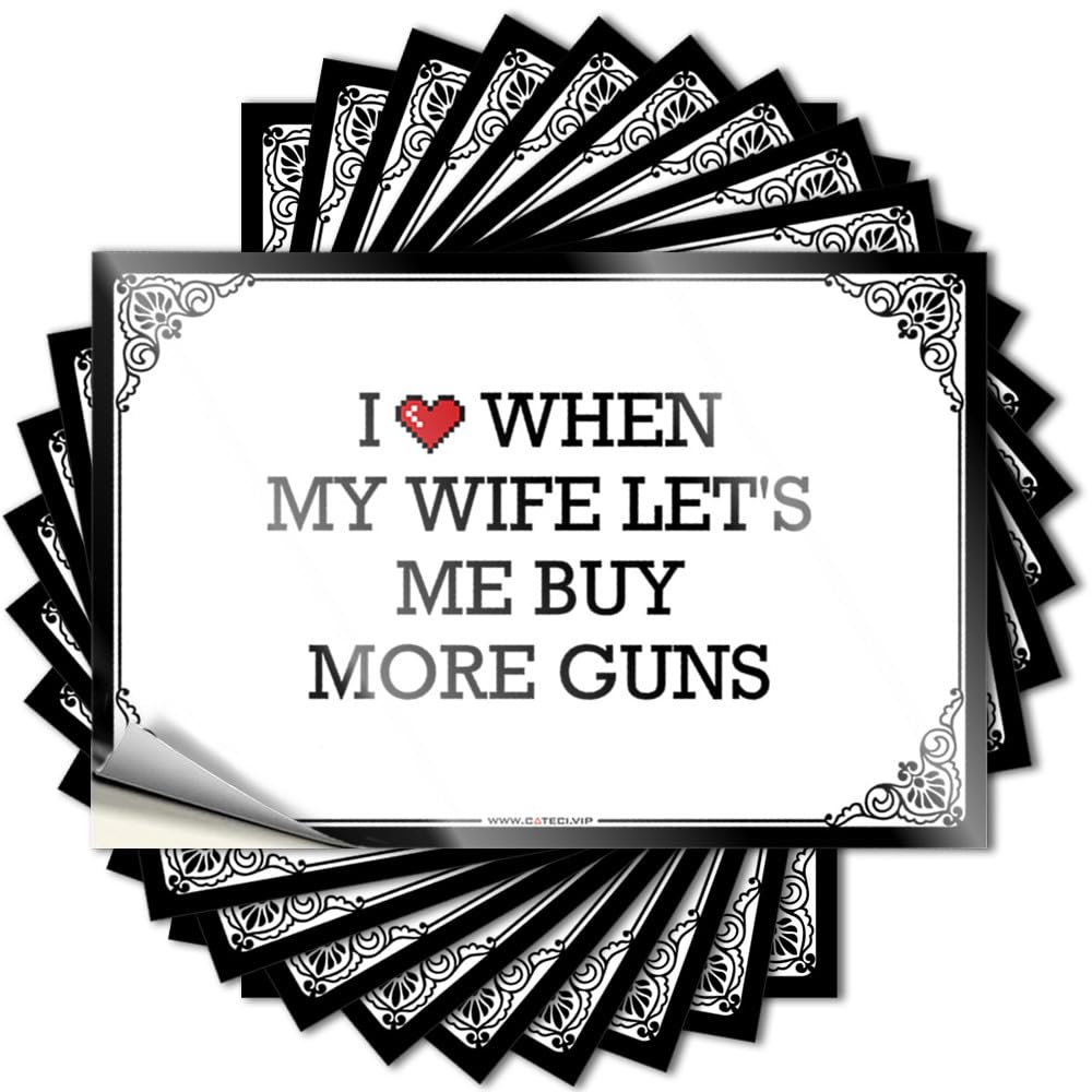 Badass Funny Sticker, Rv Bathroom Accessories Bottle I Love When My Wife Let's Me Buy More Guns | Funny Quote Silicone Decals(12X18CM)