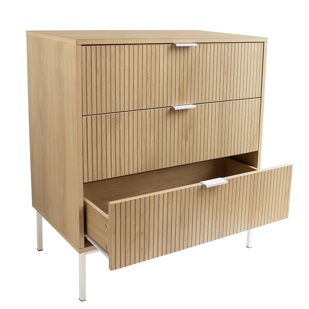 Box and beyond - Commode - 72 x 40 x 80 cm - Bois - 3 Tiroirs - Rangement - Salon, Salle à Manger, Entrée, Couloir - Style Scandinave et Naturel