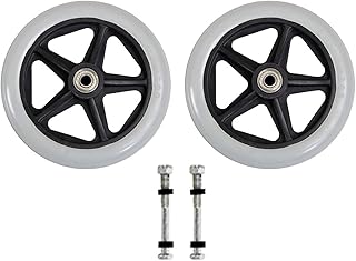 ブラック/グレーの頑丈な車椅子用ホイール、頑丈な車椅子用フロントキャスター、車椅子用歩行器交換用ホイール1組、取り付け簡単