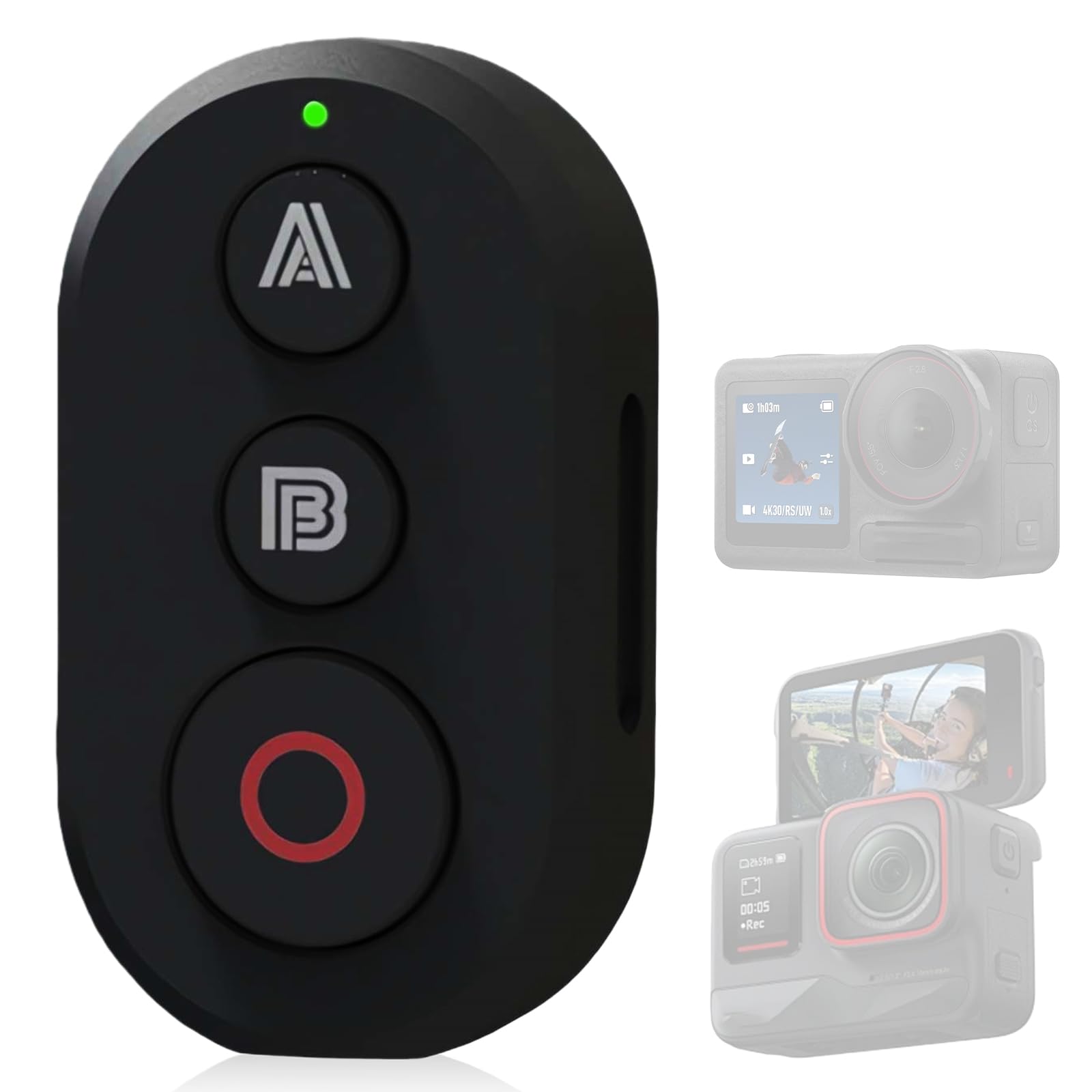 Telecomando Bluetooth compatibile con Insta360 X5/4/3/2/Go3/S/ACE pro/ACE GoPro 13/12/11/10/9/8/IOS/Android, portata 10 m, con cinturino e supporto per bicicletta per avventure all'aria aperta e