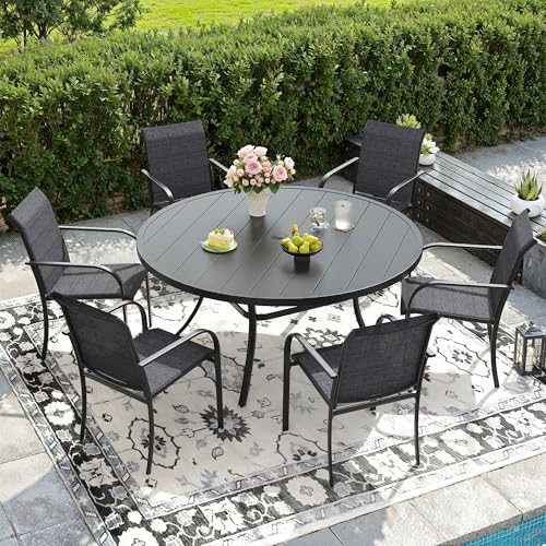 Image of DIFY Patio Chairs Set of 2, Stackable Textilene Outdoor Dining Chairs with Metal Frame, All Weather Outdoor Chairs Set for Backyard Garden Deck Poolside, Dark Grey