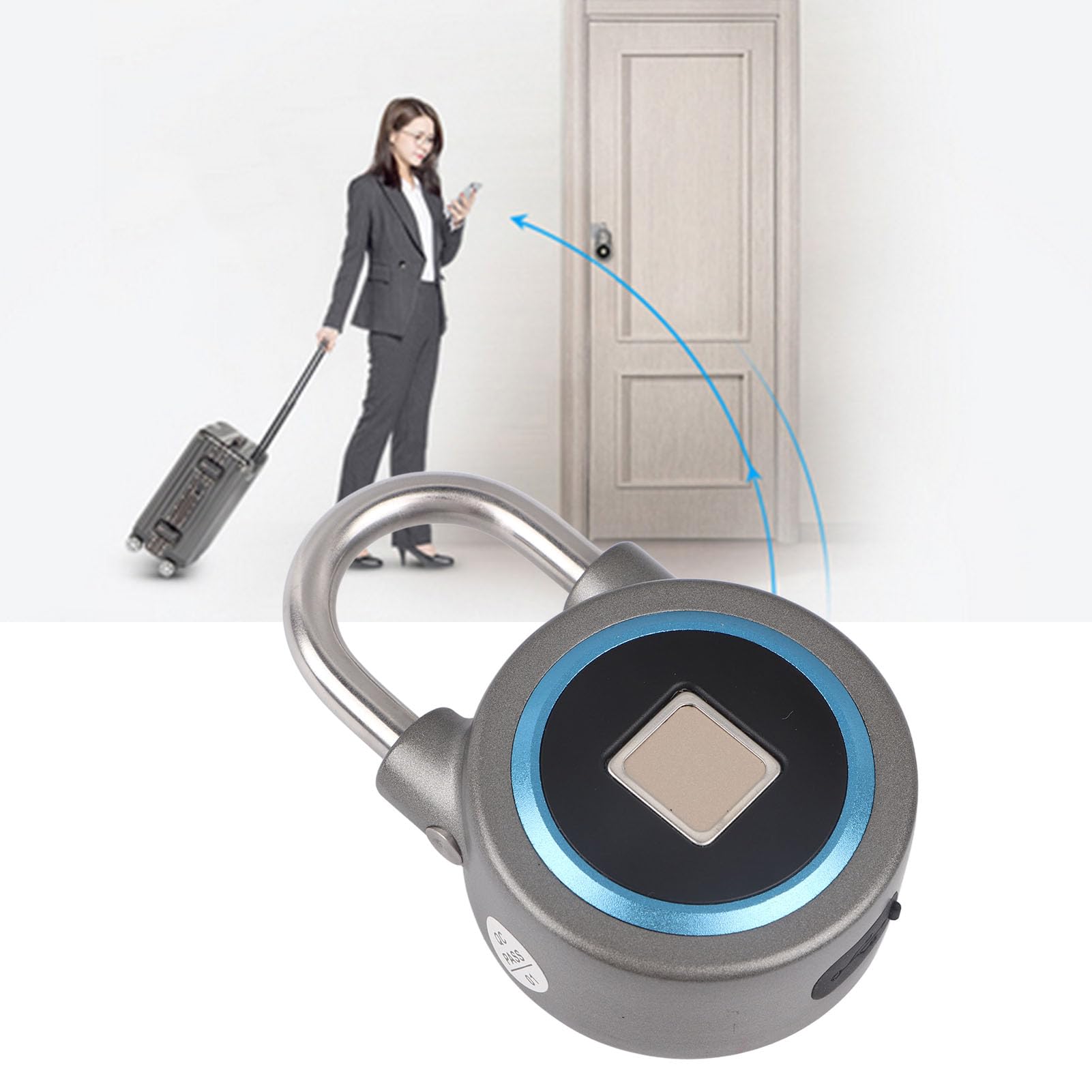 Cyrank Cadenas à Empreintes Digitales, Cadenas Intelligent étanche à Verrouillage Bluetooth avec Biométrique sans Clé pour Casier, Tiroir, Bureau, Salle De Sport(Bleu)
