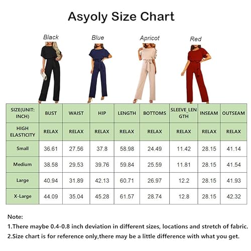 Asyoly Black Jumpsuits For Women Summer Batwing Sleeve Crew Neck Casual Long Pants Loose Wide Leg Rompers Large #TOP5