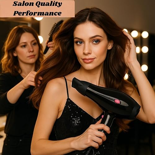 Miniatura 6 de Poshieca Pro Ionic - Secador de pelo potente de 1875 W con 2 boquillas concentradoras, secador de pelo de salón de secado rápido, 2 velocidades3