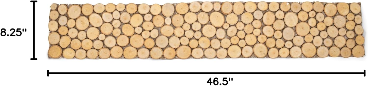Napco Natural Brown Wood Slices 46.5 x 8.25 Wooden Decorative Table Runner
