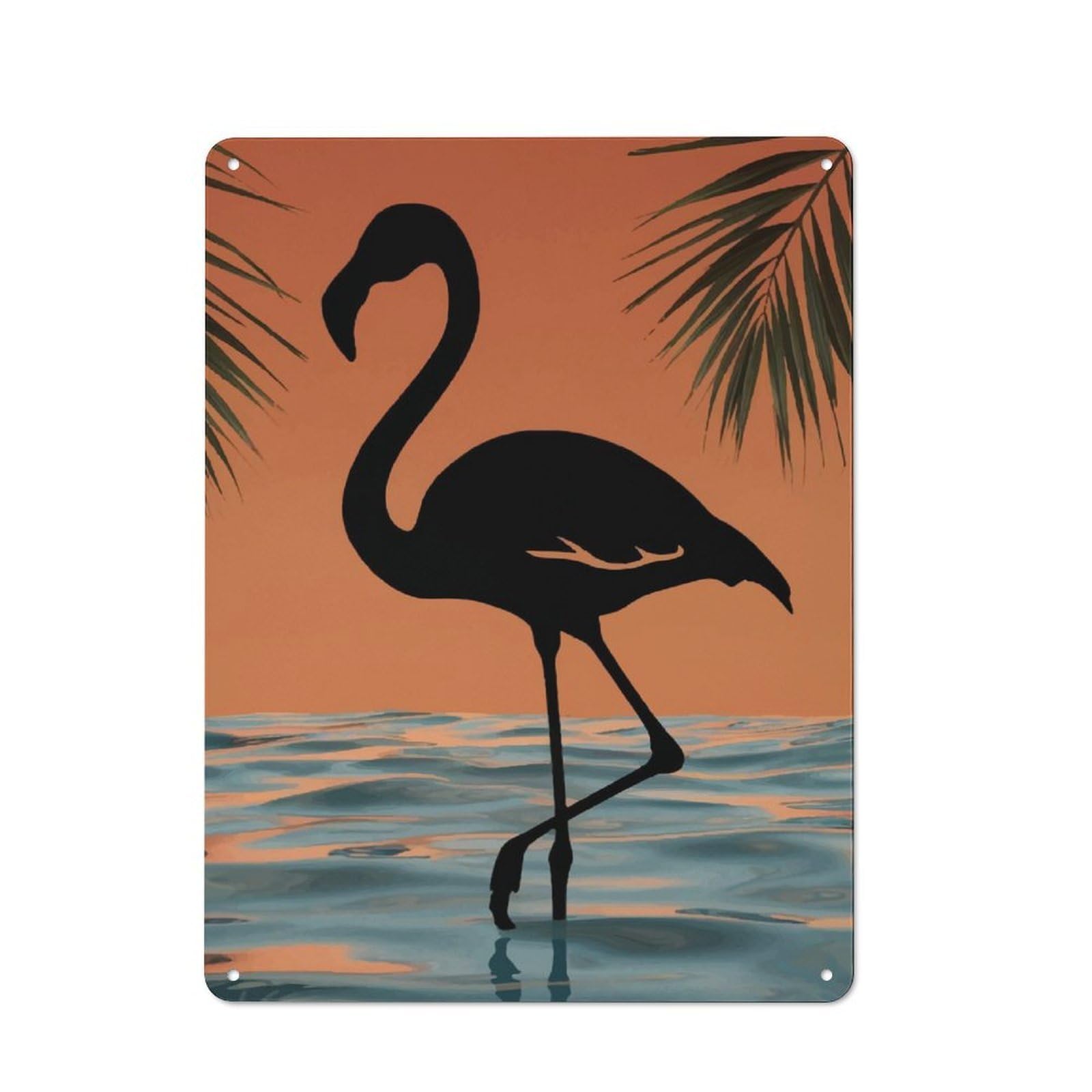 Junmoney Flamingo Silhouette Sunset Retro-Style Tin Sign 40X30cm For Hobby Room Or Studio, For Home Interiors, Feature Walls And Decorative Displays