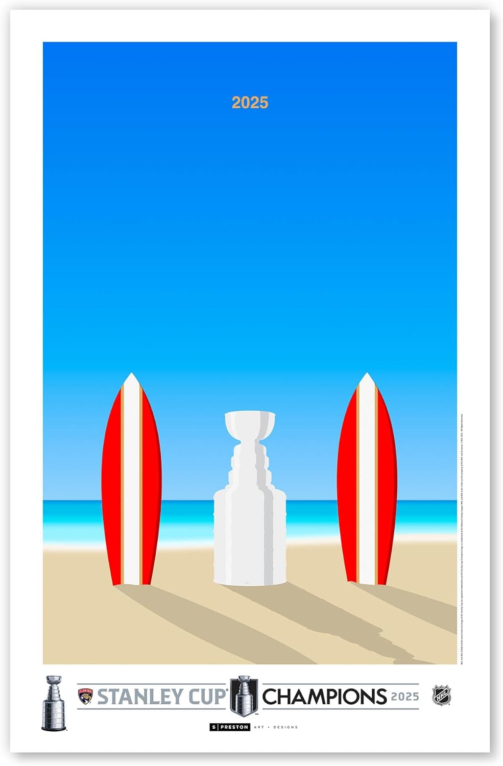Florida Panthers - Minimalist Stanley Cup 2025 NHL Licensed Art Poster Print by S. Preston - Living Room Home Wall Decor, 11" x 17" Unframed Artwork …