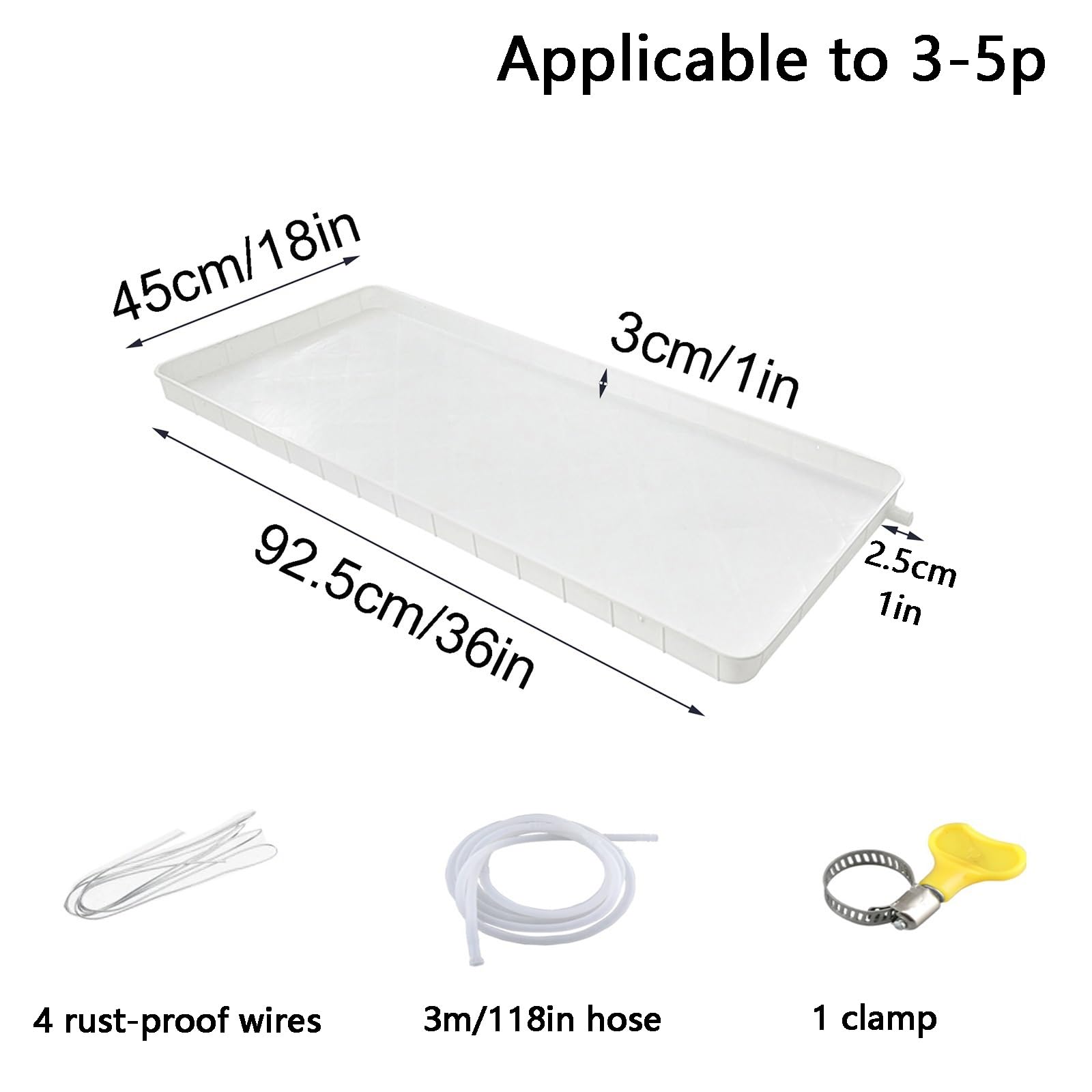 Genérico Bandeja de Drenaje de plástico portátil Grande para Goteo de Aire Acondicionado con Manguera y Abrazadera, fácil instalación, Ideal para Aires acondicionados Split Interiores/Exteriores, pre