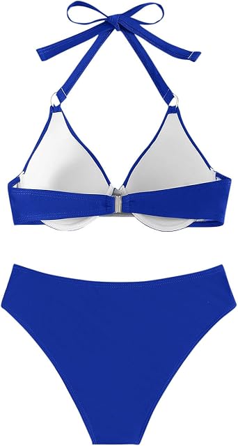 Womens Bikini Sets 2025 Sexy Halter Shell Top Triangle Two Piece Bathing Suits Vintage Cheeky Push up Ladies Swimsuit