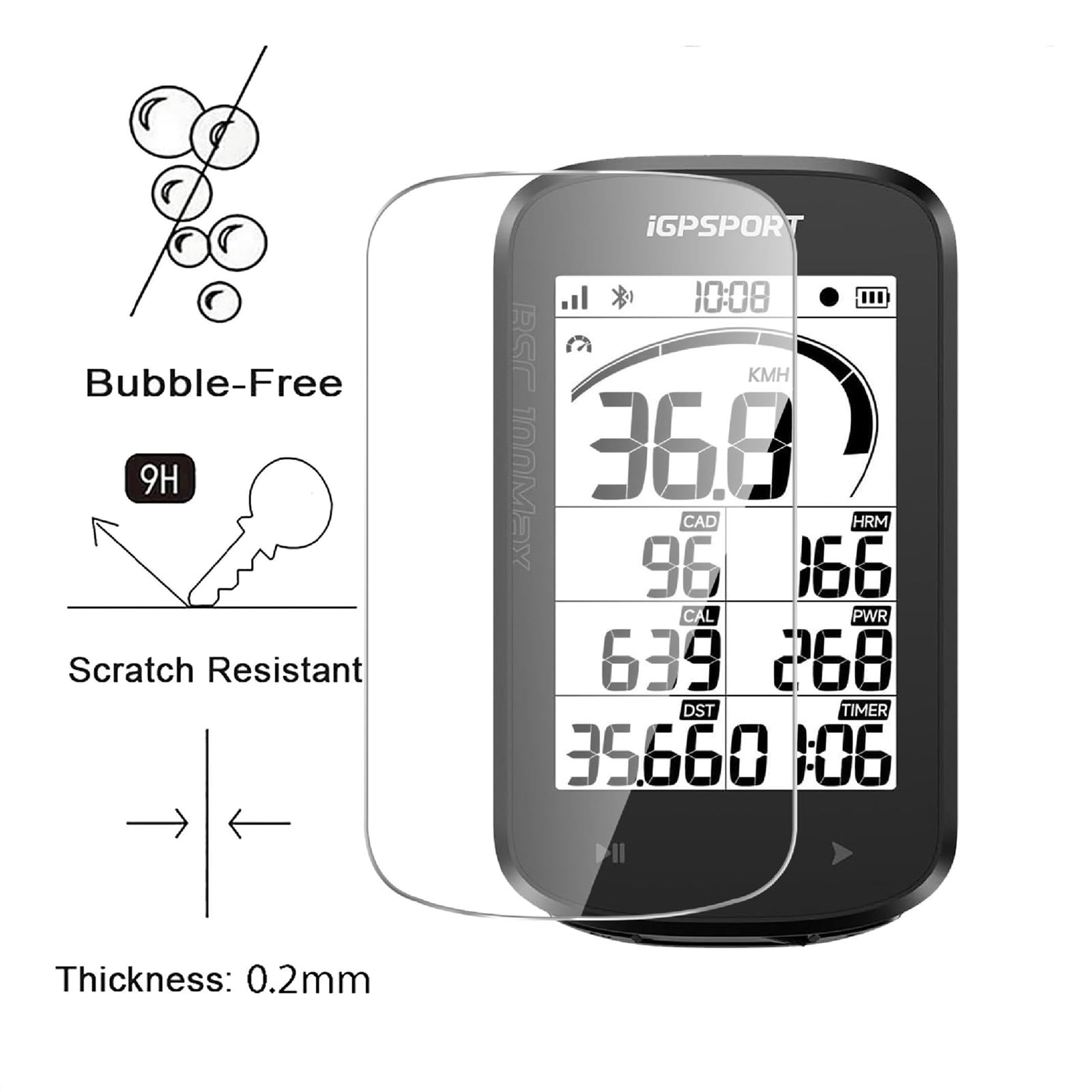 Pellicola Protettiva Vetro Temperato per iGPSPORT BSC100 Max, 4 Pezzi, Trasparente