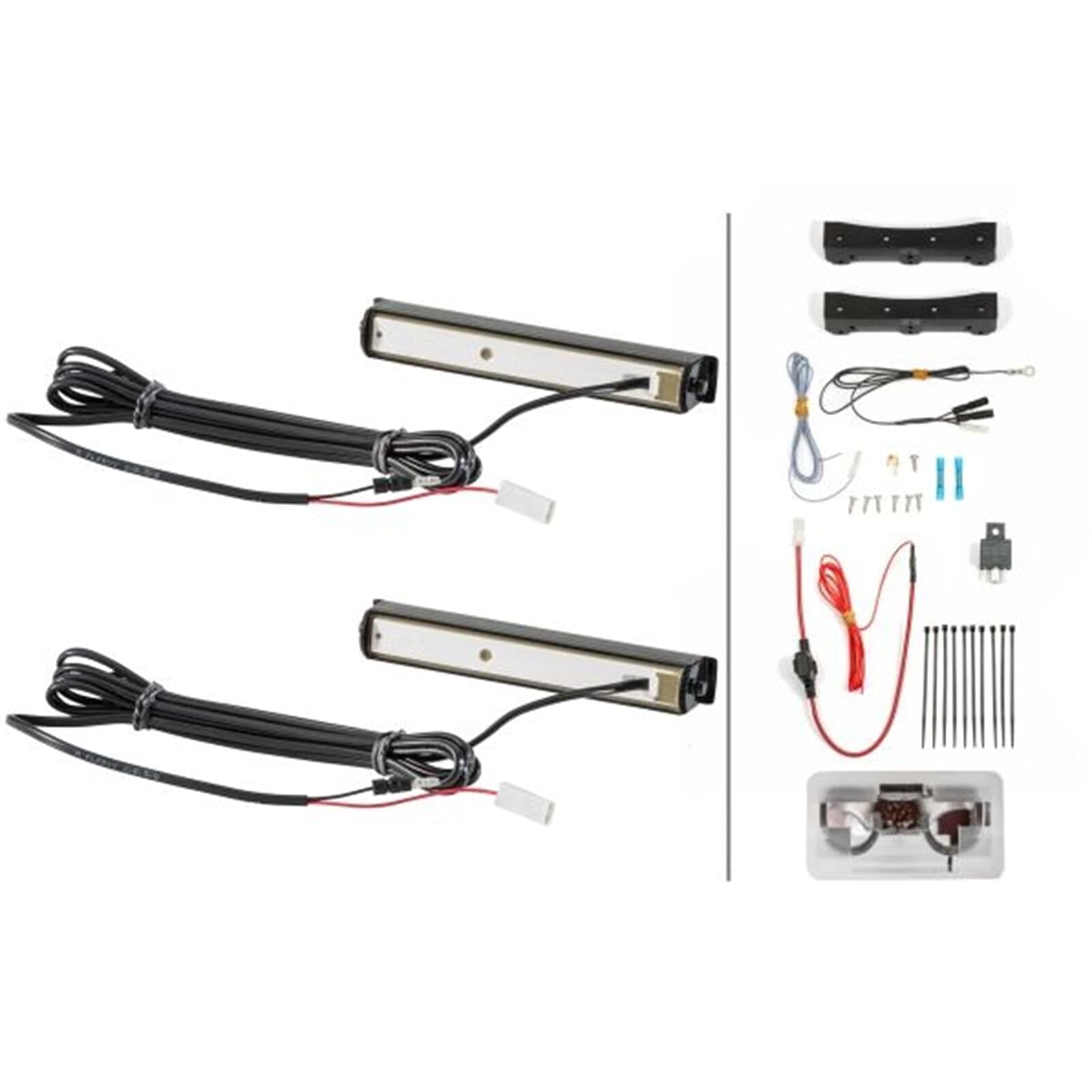 HELLA 2PT 980 970-871 LED-Juego de luces circulación diurna - LEDayLine Zero - 24V - rectangular - montaje exterior - Color de tulipa: transparente - Cable: 1000mm - Frontal del vehículo - Juego