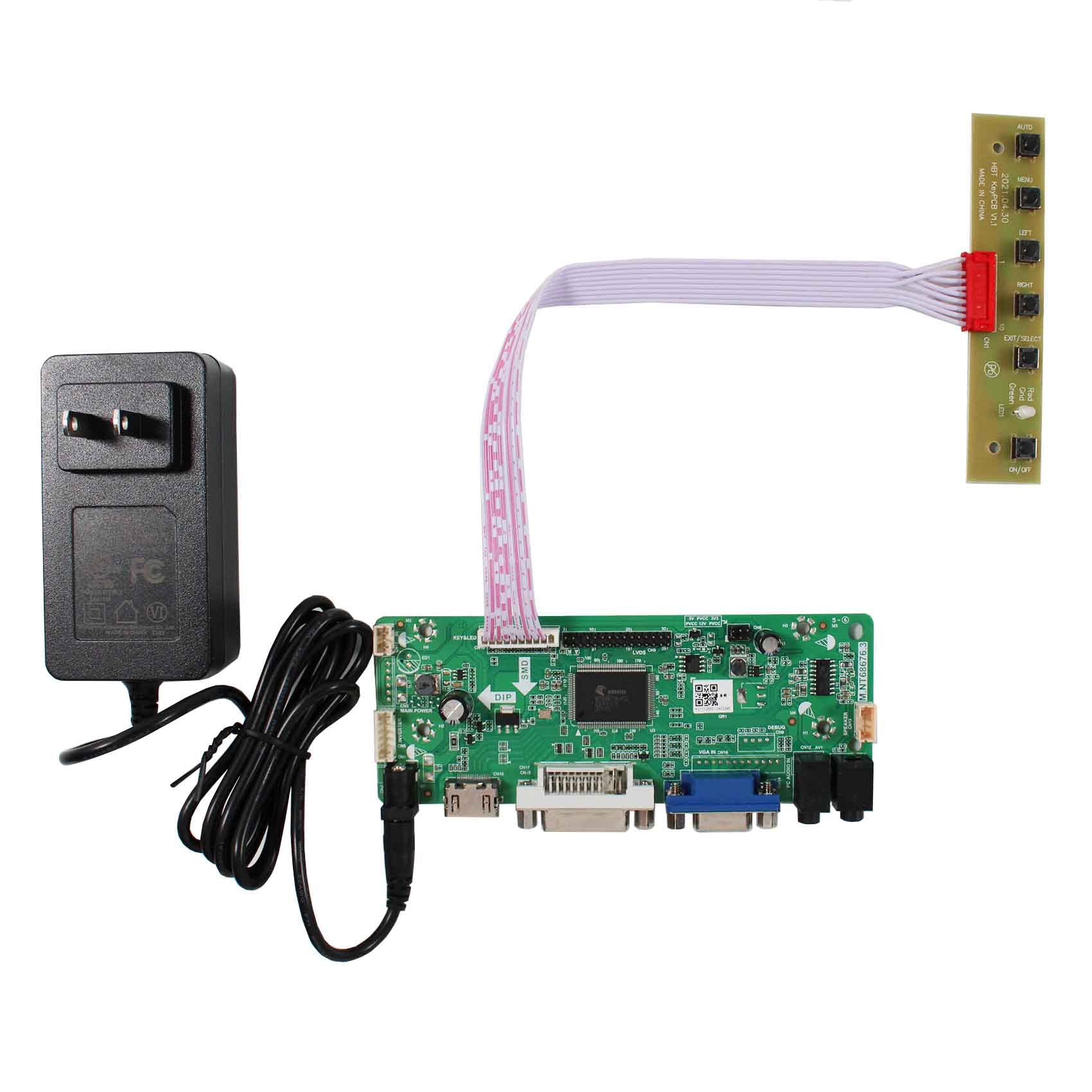 VSDISPLAY DVI VGA Board for 17'' DV170YGZ-N10 and 12V 2A Power Adapter