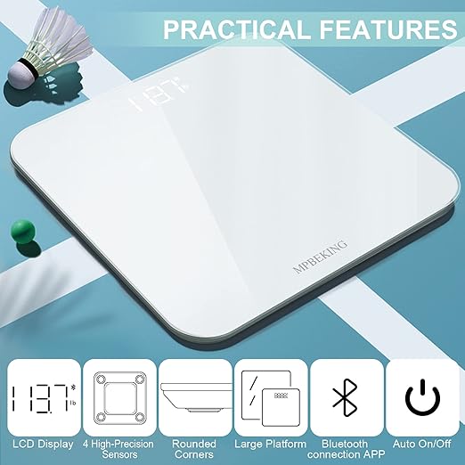 Báscula Digital de Baño MPBEKING, 400 lb, Vidrio Templado miniatura 2