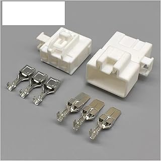 1/5/10/20 juegos 2 3 pines 7282-3020 7283-3020 conector de automóvil toma de cableado de corriente 7,8mm macho hembra blanco(Color:3p female male,Size:5 sets)