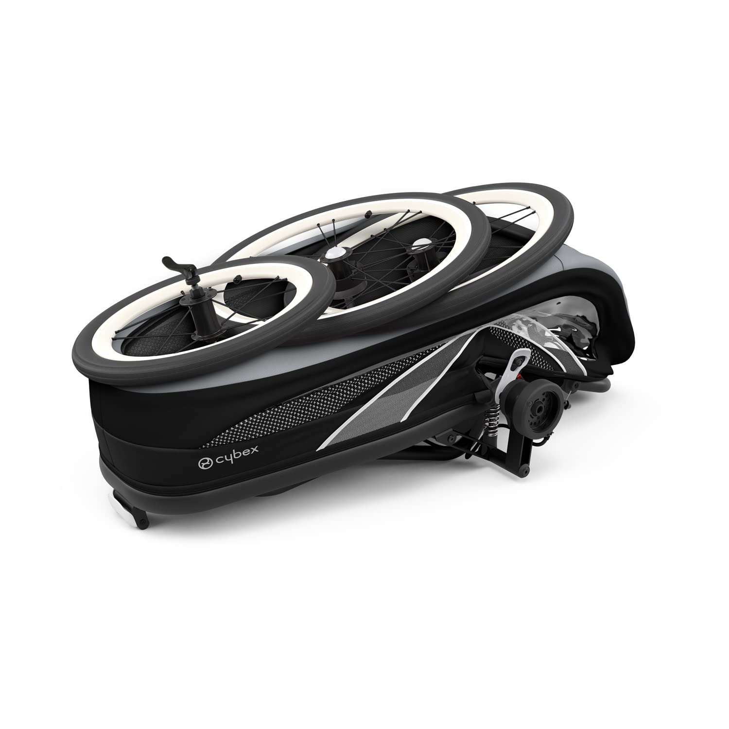 Cybex Remorque Multisport ZENO, One Box avec Cadre et Siège, de env. 6 mois à env. 4 ans, Max. 111 cm et 22 kg, Poussette sport 4-en-1, Noir (Black/All Black)