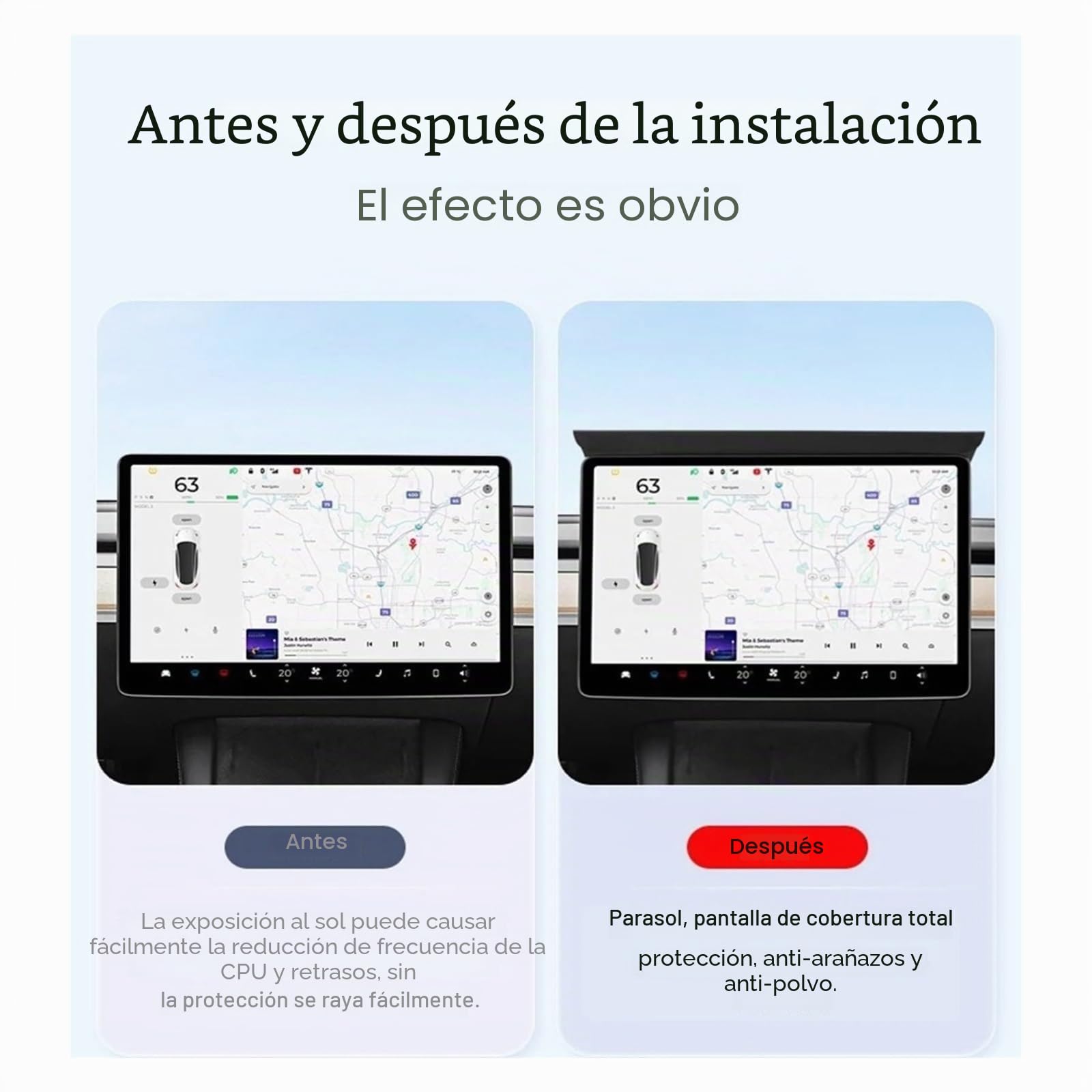 Accesorios Interiores Coche Protector Pantalla Para Parasol Para Tesla Para Model Para 3/Y 2021-2025 Funda Impermeable Para Navegación(B-Black)