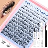 HEYWINK DIY Lash Extension Kit Natural Look Wispy Lash Clusters D Lashes Clusters 8-18mm Eyelash Extension Kit Lash Bond and Seal Lash Tweezers Individual Lashes Lash Cluster Kit For Beginners