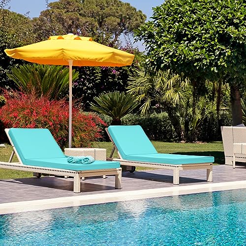 Ganeen Outdoor Chaise Lounge Chair Cushion Cover Waterproof (Not Includes Cushion) Chair Replacement Slip Covers Chaise Lounge Slipcover with Zipper Ties for Patio Pool(72 x 21 x 3 Inch,Lake Blue) by Ganeen - Image 5