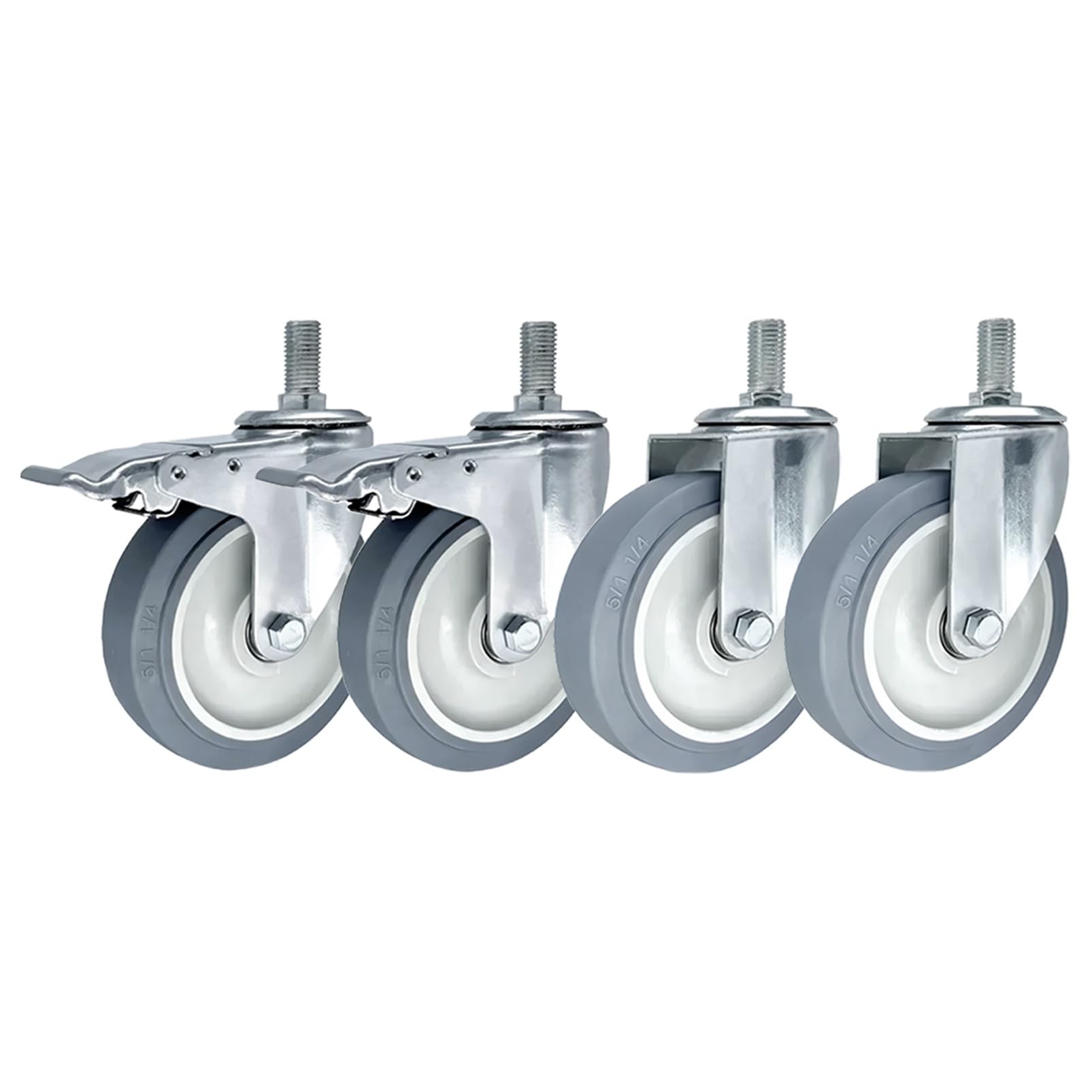 Ruedas Con Freno, Set De 4 Ruedas Giratorias Tornillo Perno M14 M16 M20 Ruedas Silenciosas De Goma 75mm 100mm 125mm Rueda Pivotante Industrial Para Trolley, Workben, Carro De Servicio