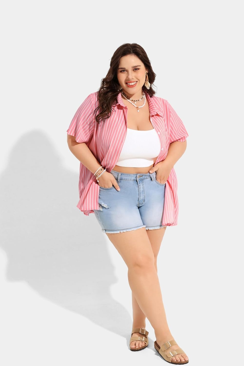 TIYOMI Plus Size Short Sleeve Button Down Shirts for Women Summer Tops Casual Blouses XL-5XL - Image 6