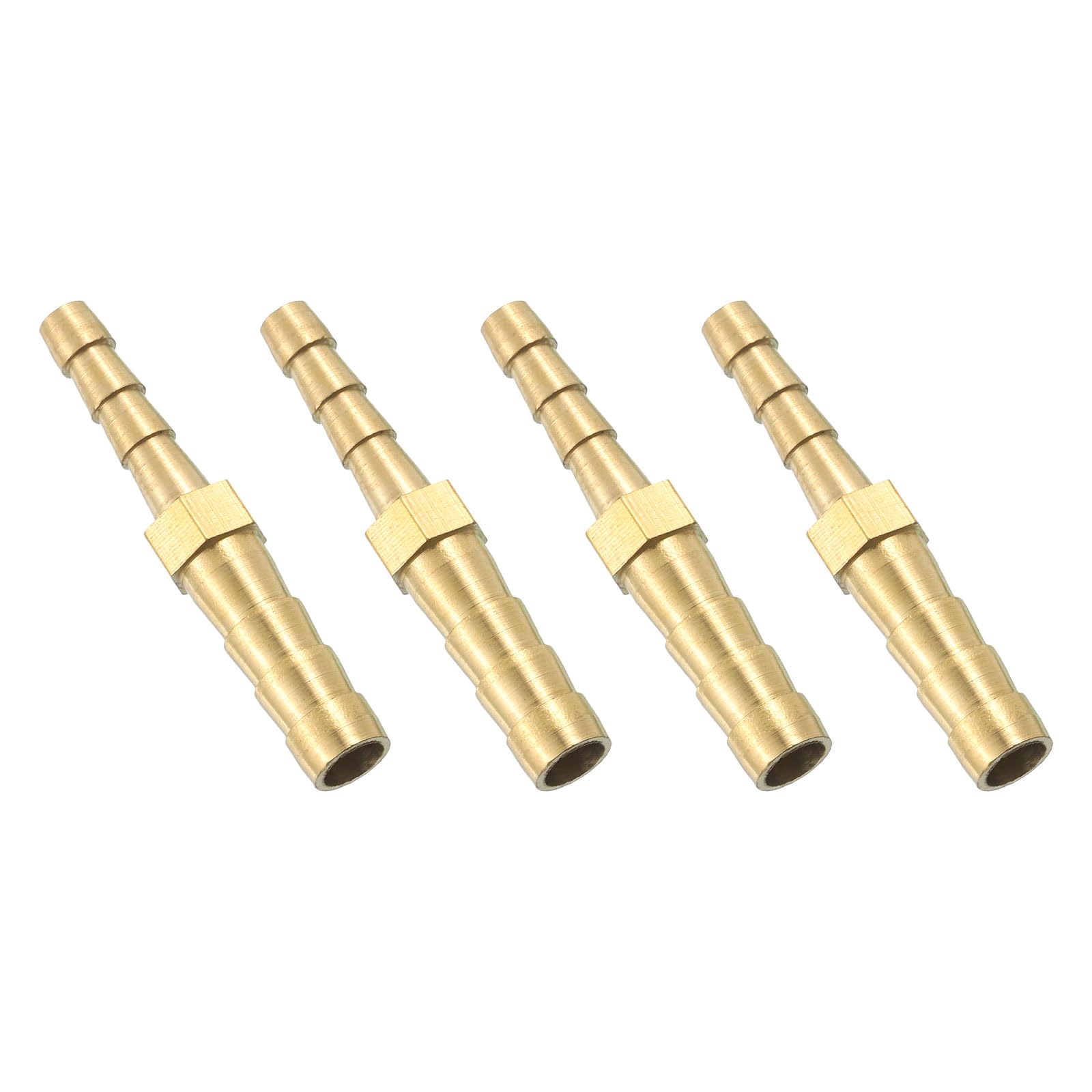 uxcell 4 Pcs Brass Hose Barb Fitting Straight Connector Coupler, 1/4"x3/16" ID Brass Fitting Air Hose Fittings Reducer for Connecting Water Fuel Air,