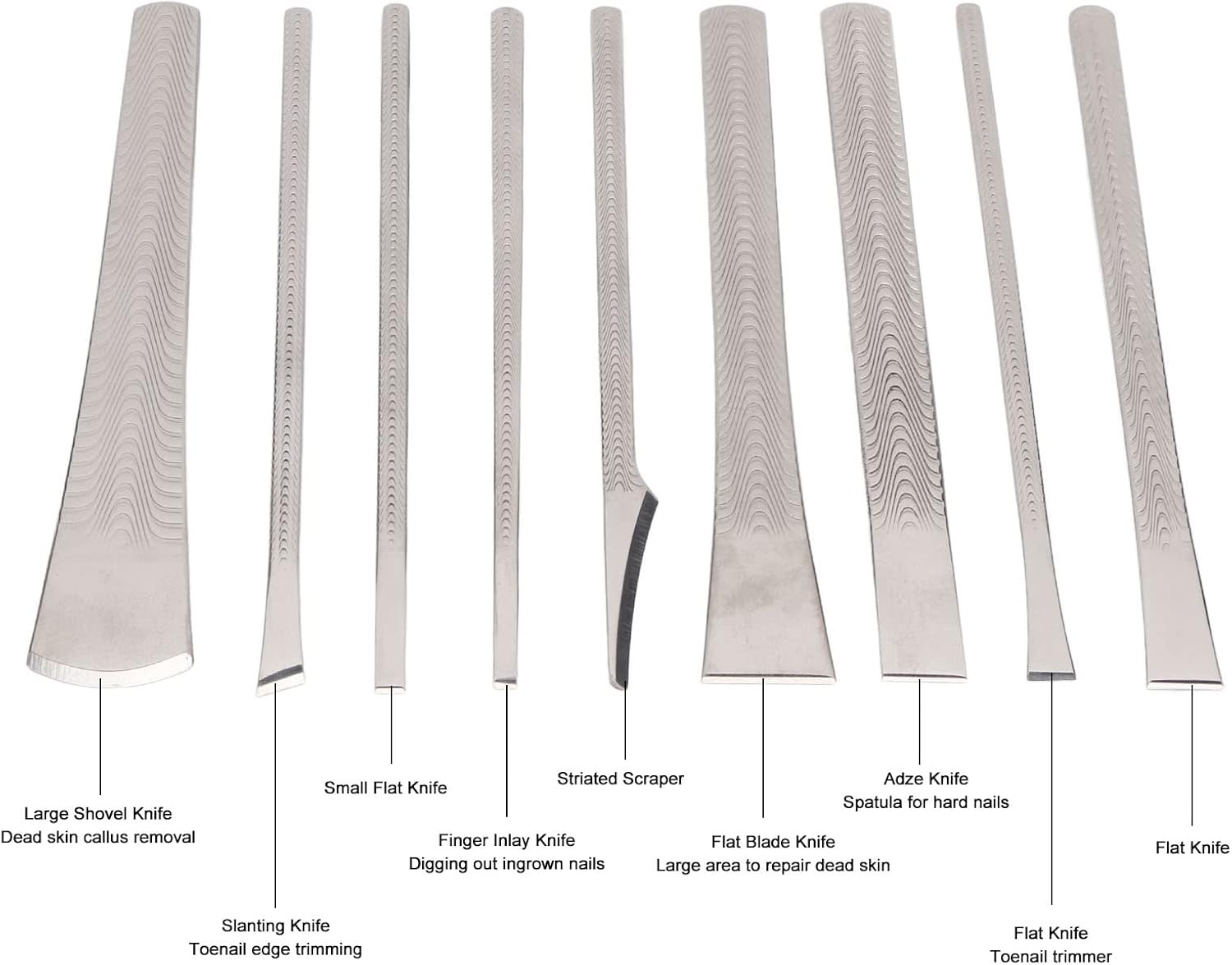 Pedicure Knife Set, Pedicure Knife Tools Kit 9PCS, Professional Stainless Steel Dead Skin Horny Remover Foot Scraper Ingrown Toenail Removal Kit for Feet Care