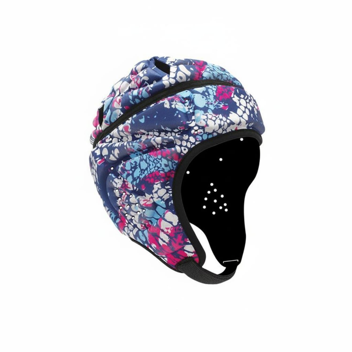 EVA Padding Padded Rugby Helmet Shock Absorbing Rugby Headgear Lightweight Padded Sports Helmet Vented Design for Children, Cycling, Skiing, Red White Blue, Kids-image-7