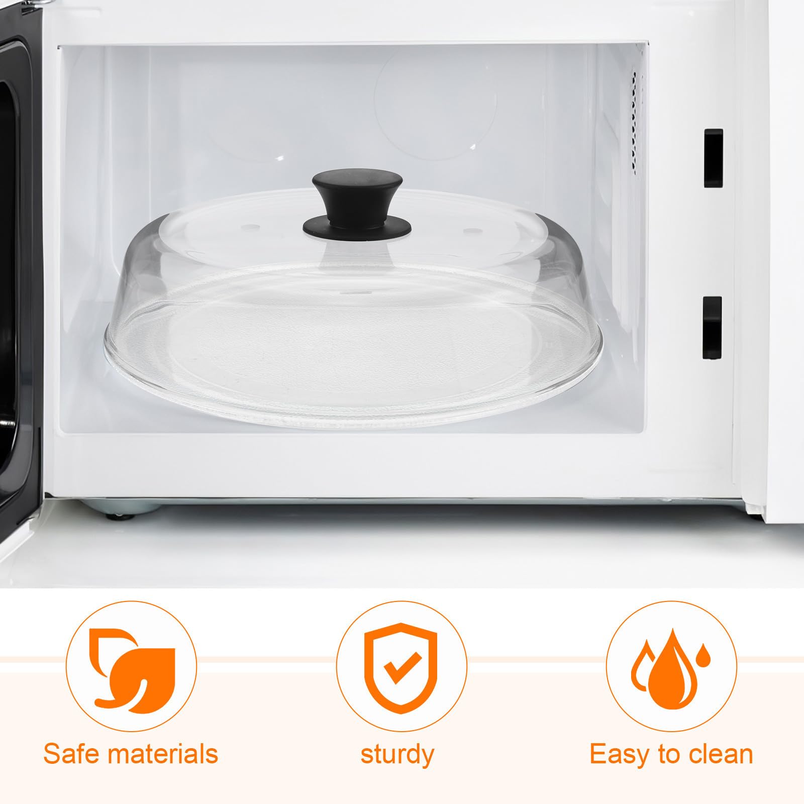 GALPADA Tapa Anti Salpicaduras para Microondas de Vidrio de Borosilicato con Ventilación, Forma de Cúpula, Transparente y Apta para Lavavajillas, Adecuado para Cocina y Uso Doméstico
