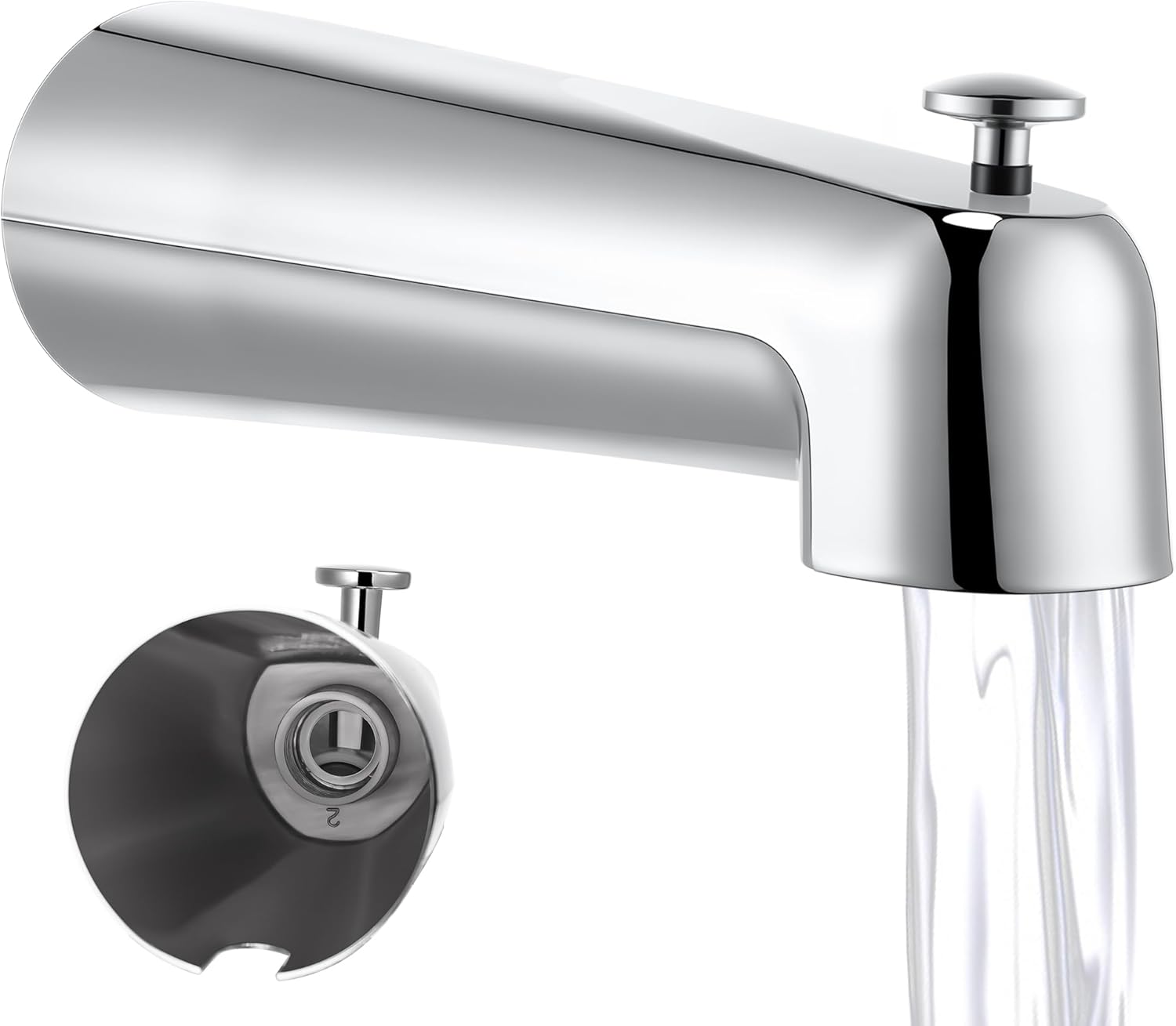 Dreyoo 7 Inch Bathroom Tub Spout Compatible with Westbrass E531D-1F-62, Fits Wall Front Mount Tub Spout with Shower Diverter 1/2'' IPS Inside Thread Bathtub Faucet (Chrome)