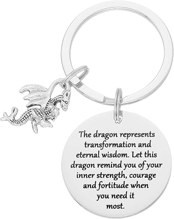 Kivosliviz Dragon Keychain Gifts for Men Adults Women Dragons Inspirational Dragon Keychain