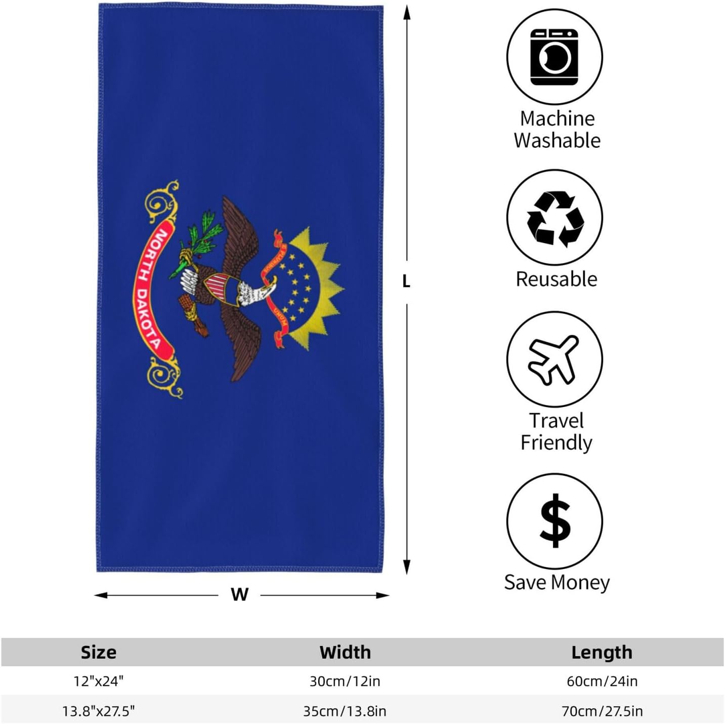 North Dakota State Flag Print Hand Towels for Kitchen, Decorative Bathroom Towels Decor Farmhouse Cute for Men Women Gifts