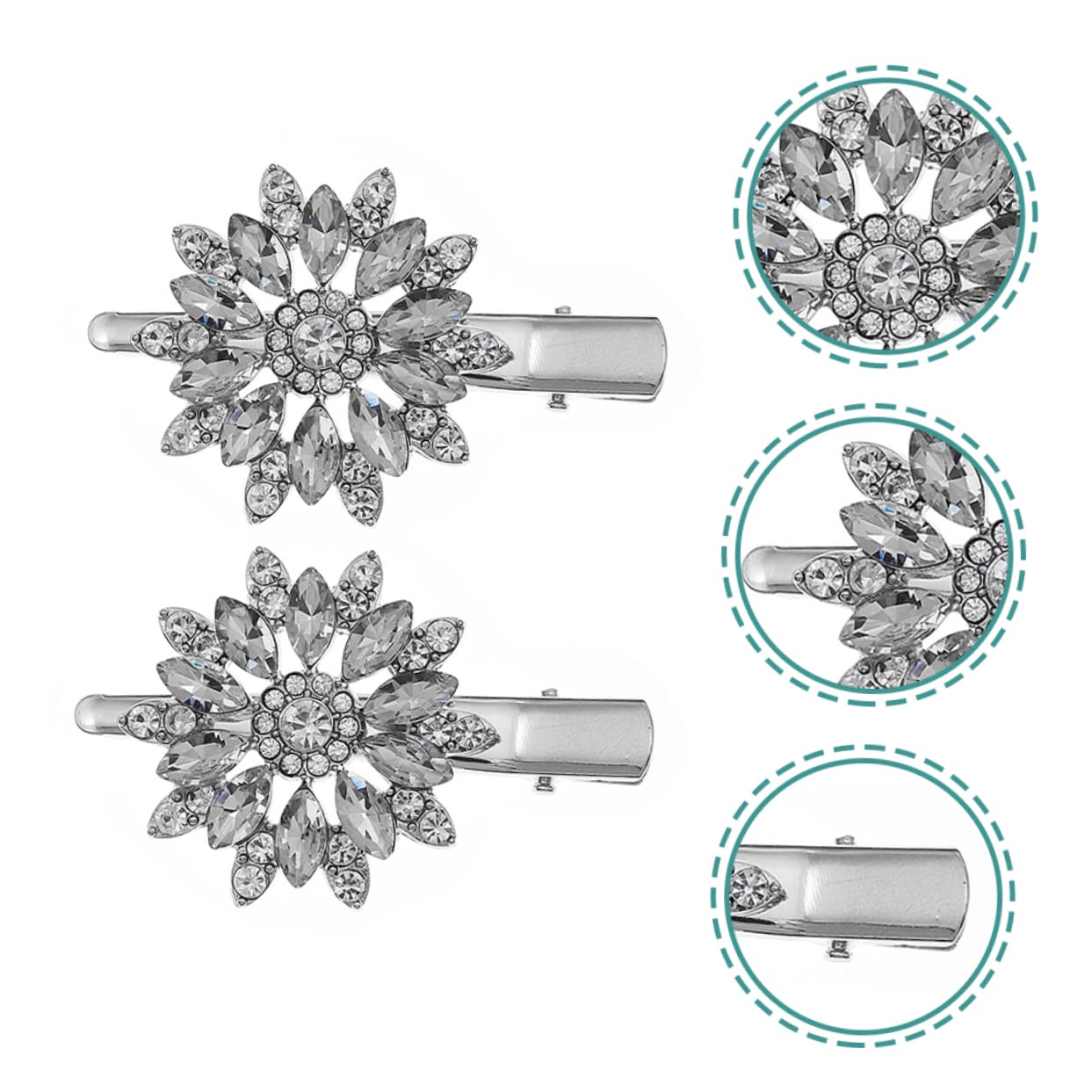 Beavorty 5 Set Di Fermagli Per Con Doppio Fiore E Strass Per Donne Con Fermaglio Per Su Tutti I Lati Per Decorazioni Da Donna Per Shopping E Feste 2 Pezzi*5
