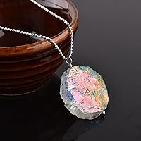 Vista 34 de Natural Raw Herkimer Diamond Quartz Pendant Necklace, Rough Gemstones, Chakra Healing Crystals, Silver Plated, April Birthstone, Handmade, Women