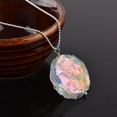 Miniatura 34 de Natural Raw Herkimer Diamond Quartz Pendant Necklace, Rough Gemstones, Chakra Healing Crystals, Silver Plated, April Birthstone, Handmade, Women