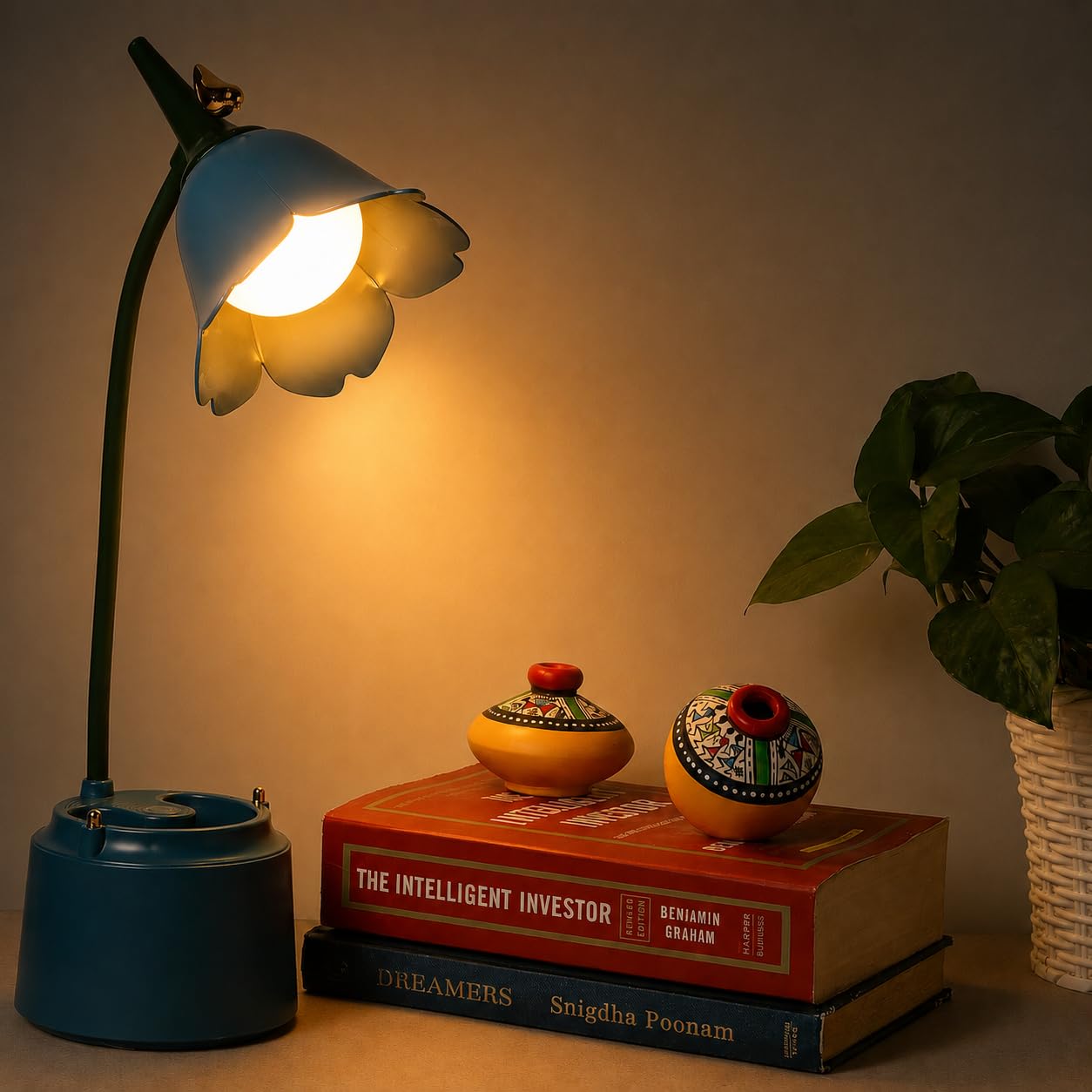 Flower Bird Table Lamp - USB Rechargeable Desk Light -8