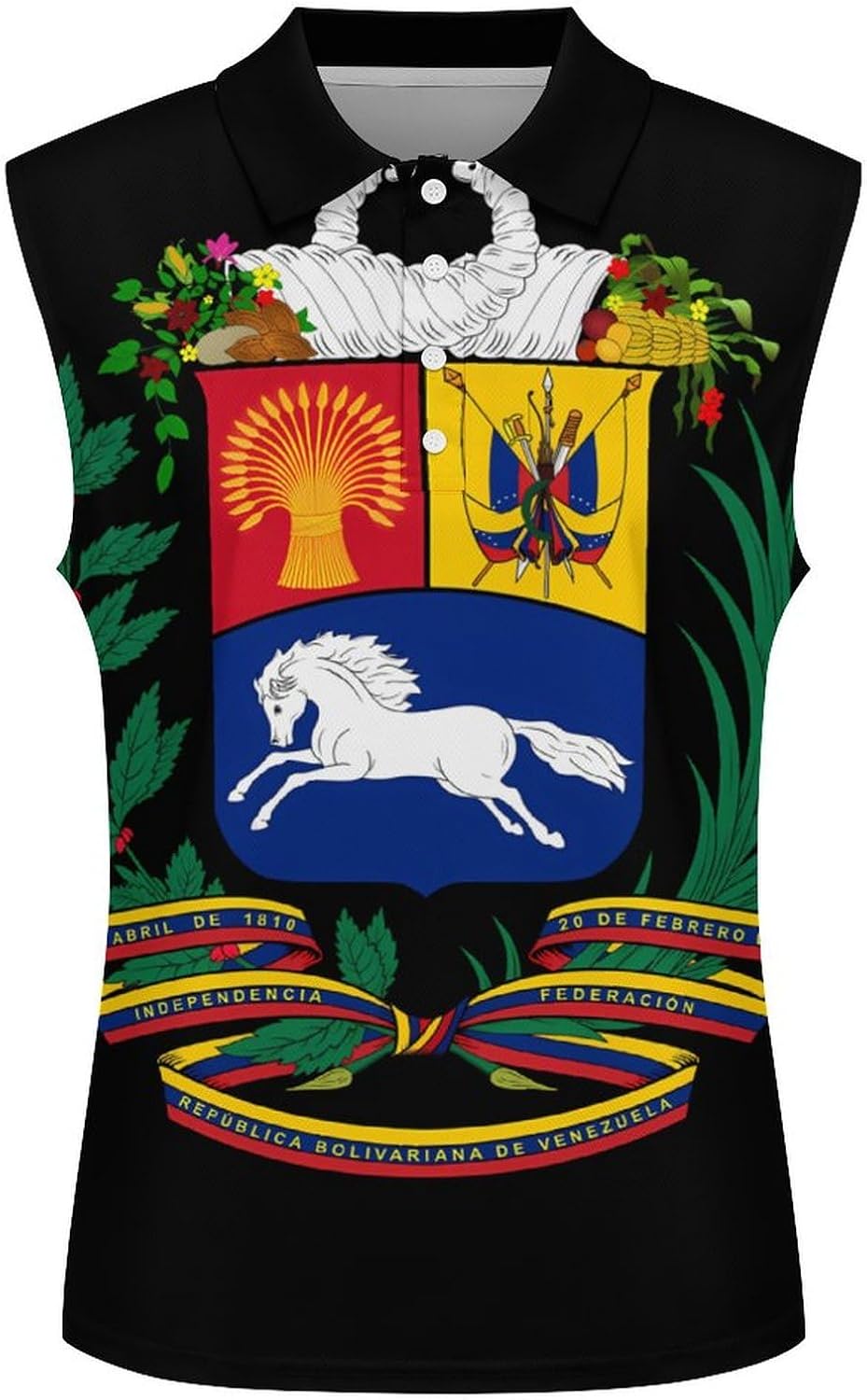 Coat of Arms of Venezuela Women's Sleeveless Polo Tank Top Print T-Shirt Tops Casual Tops Summer Workout