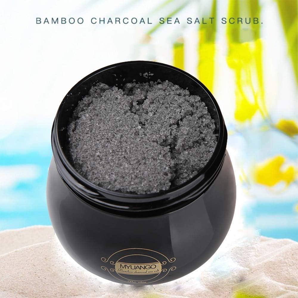 MYUANGO Bamboo Charcoal Sea Salt Body Scrub Exfoliating Whitening Skin Care Slimming Smoothing Natural Cleansing Sea Salt Scrub